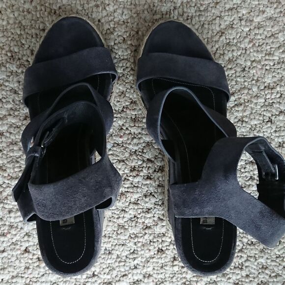 Balenciaga Grey Suede Three Strap Espadrille Wedge Sandals size 39.5 - Picture 5 of 12